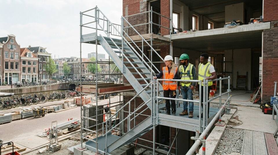 Tijdelijke noodtrap huren voor de bouw: zo maak je de juiste keuze
